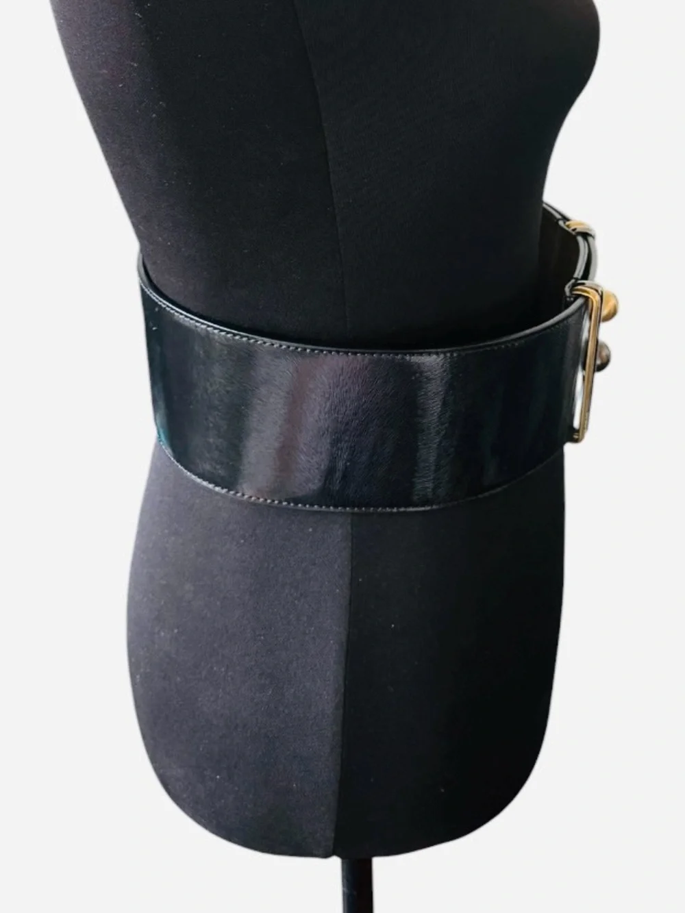 Fendi Black Wide Leather Belt With Two Tone Hardware Sz 80cm/32in (Small/Medium)